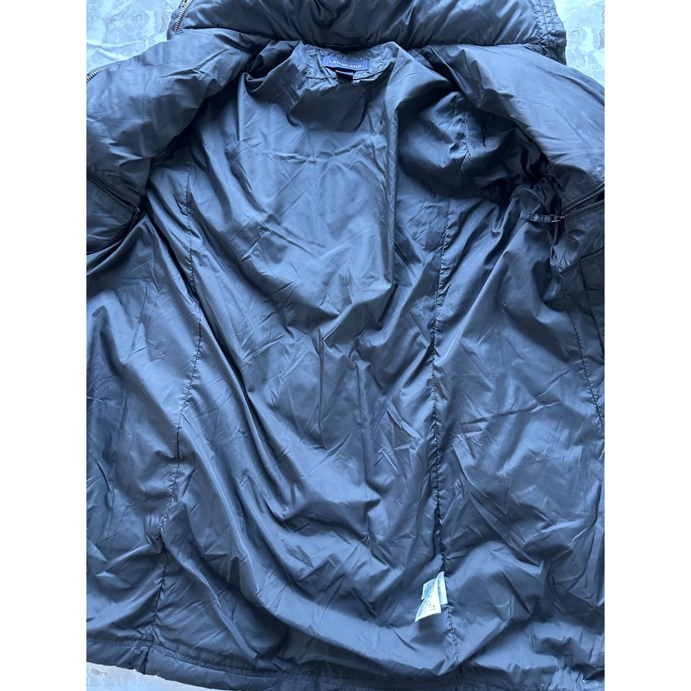 Lands' End Black Nylon Goose Down Filled Coat Women's size XS - Picture 4 of 13